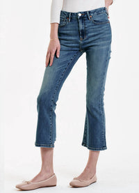 DEAR JOHN DENIM Jeanne Mid Rise Cropped Flare Jeans in cambrion - women's jeans - detail view