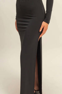 Double Zero - 2 Piece Long Sleeve Crop Top & High Slit Maxi Skirt Set