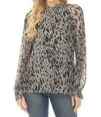 Joseph Ribkoff - Animal Print Pleated Blouse