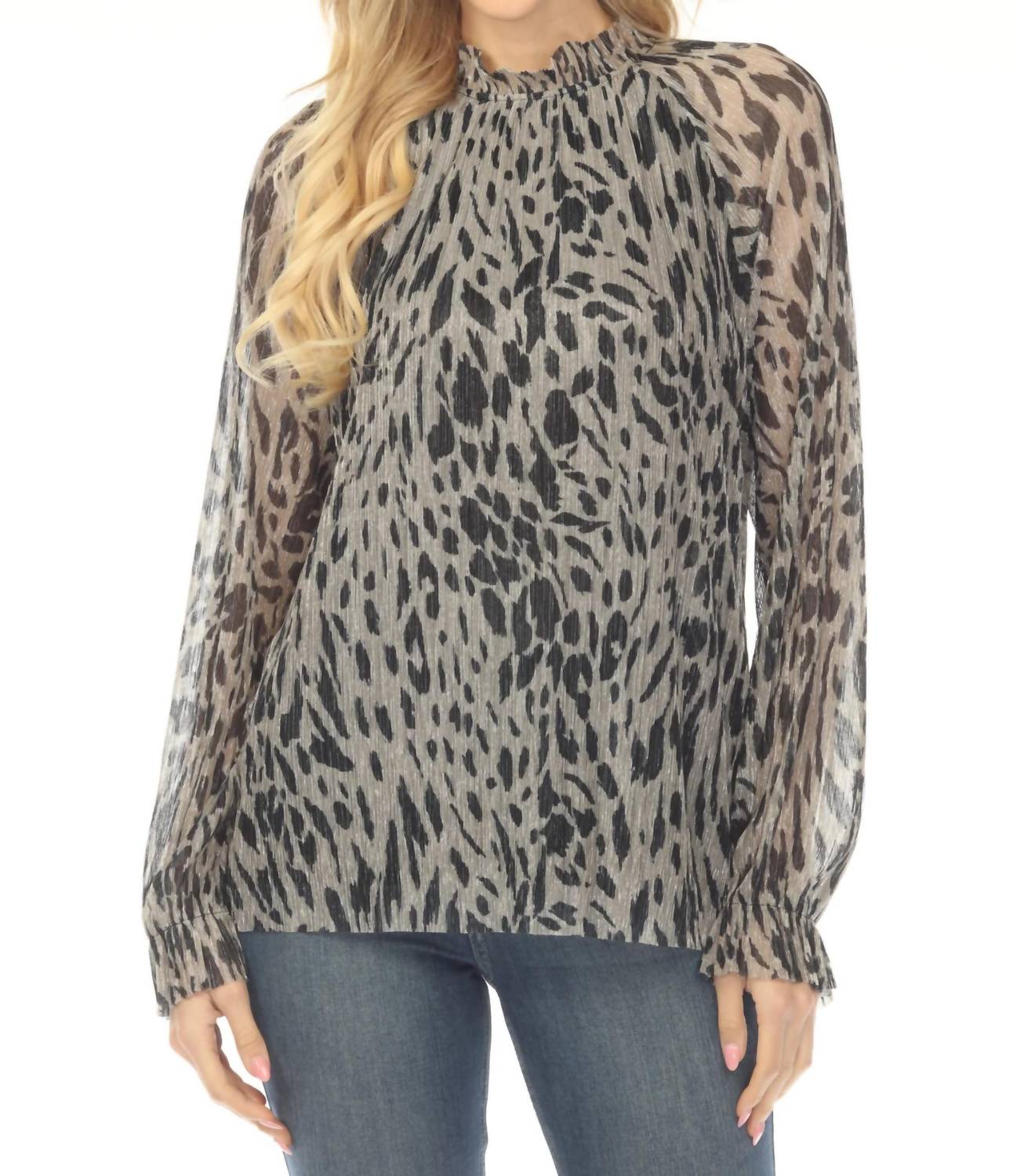 Joseph Ribkoff - Animal Print Pleated Blouse
