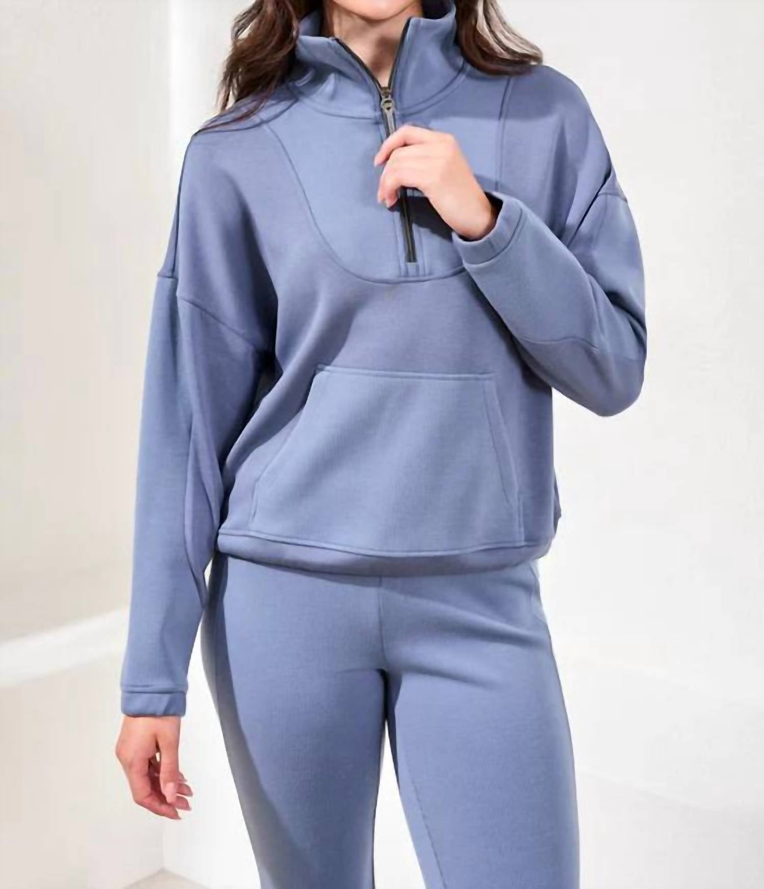 Tribal - Techno Lux Zip Mock Neck Top
