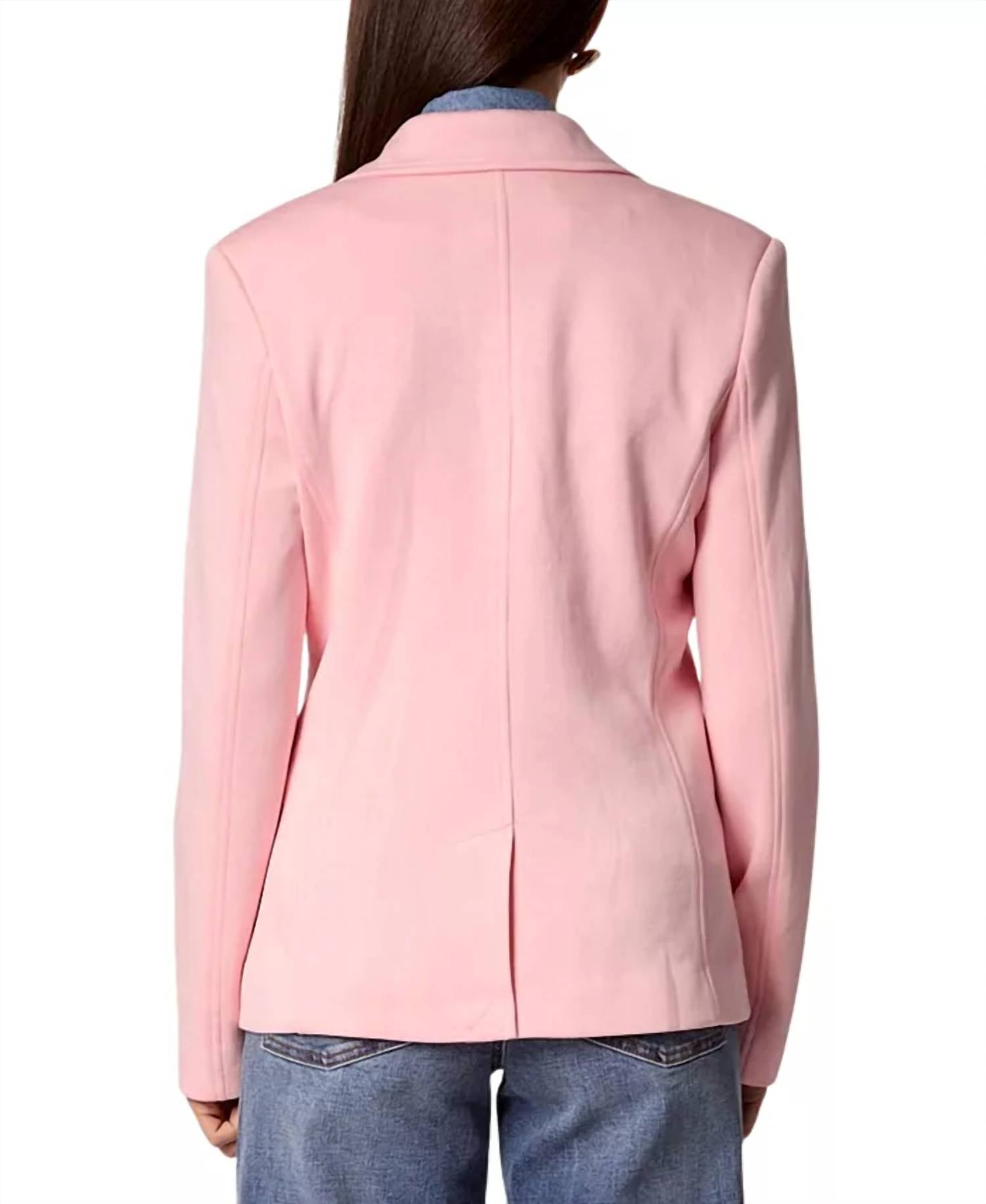 BLUE REVIVAL Women's Removable Insert Helen Blazer in pink denim - women's jacket - detail view