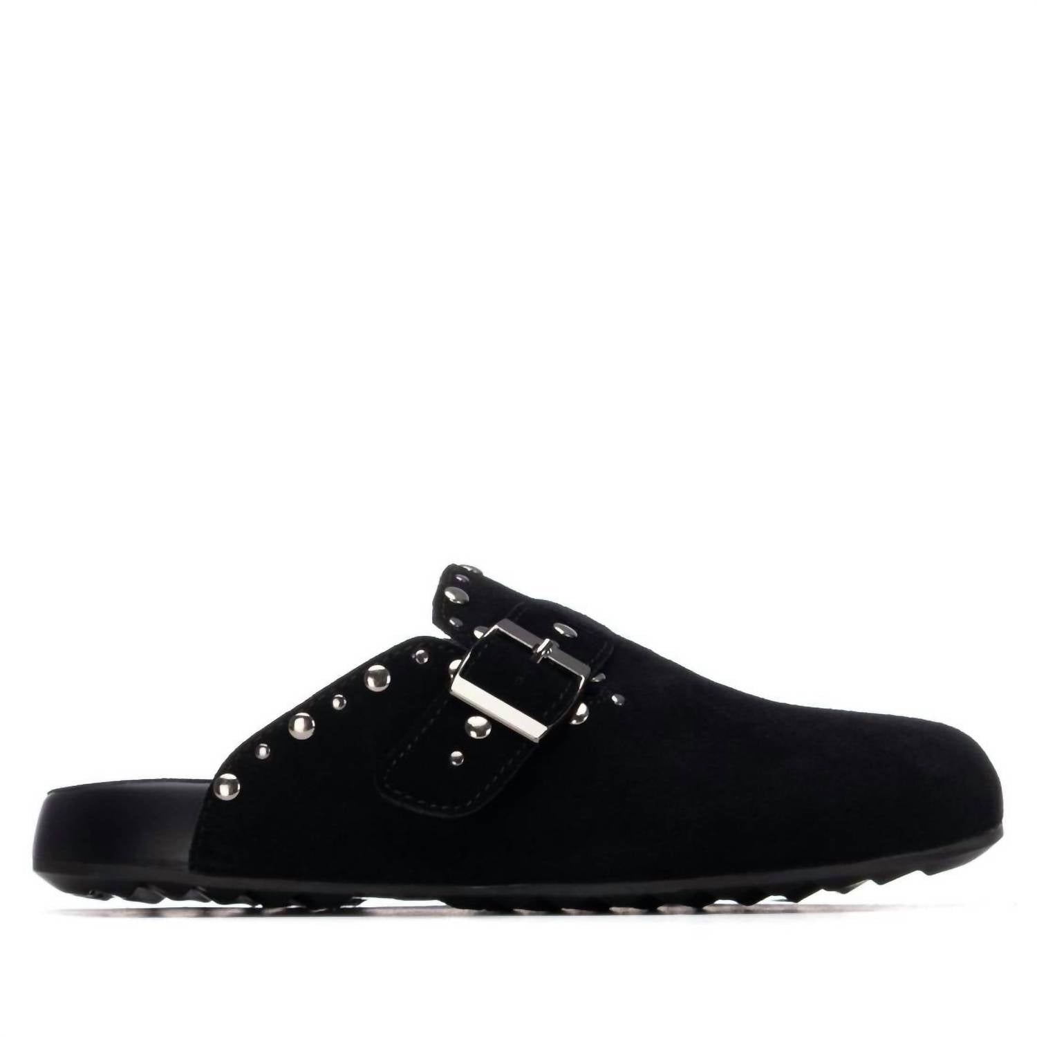 Xti Women's Suede Clogs in black - women's shoe - alternate view