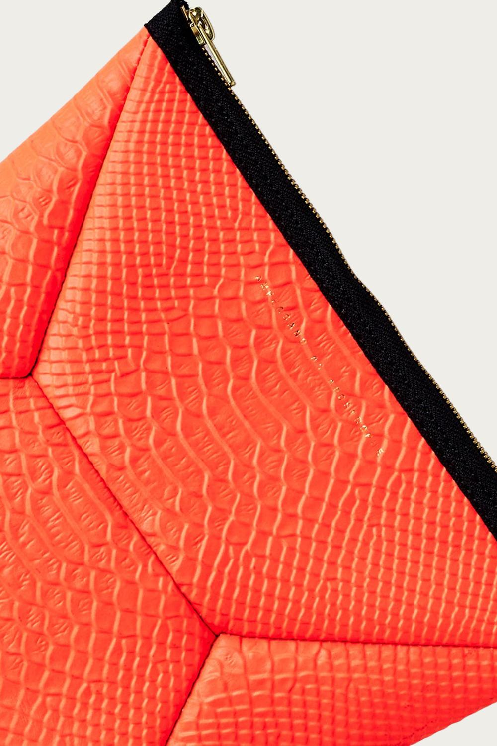 SNAKE-EFFECT LEATHER X-POUCH CLUTCH