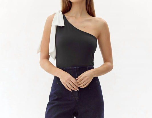 Adelyn Rae - Amanda One Shoulder Bow Knit Bodysuit