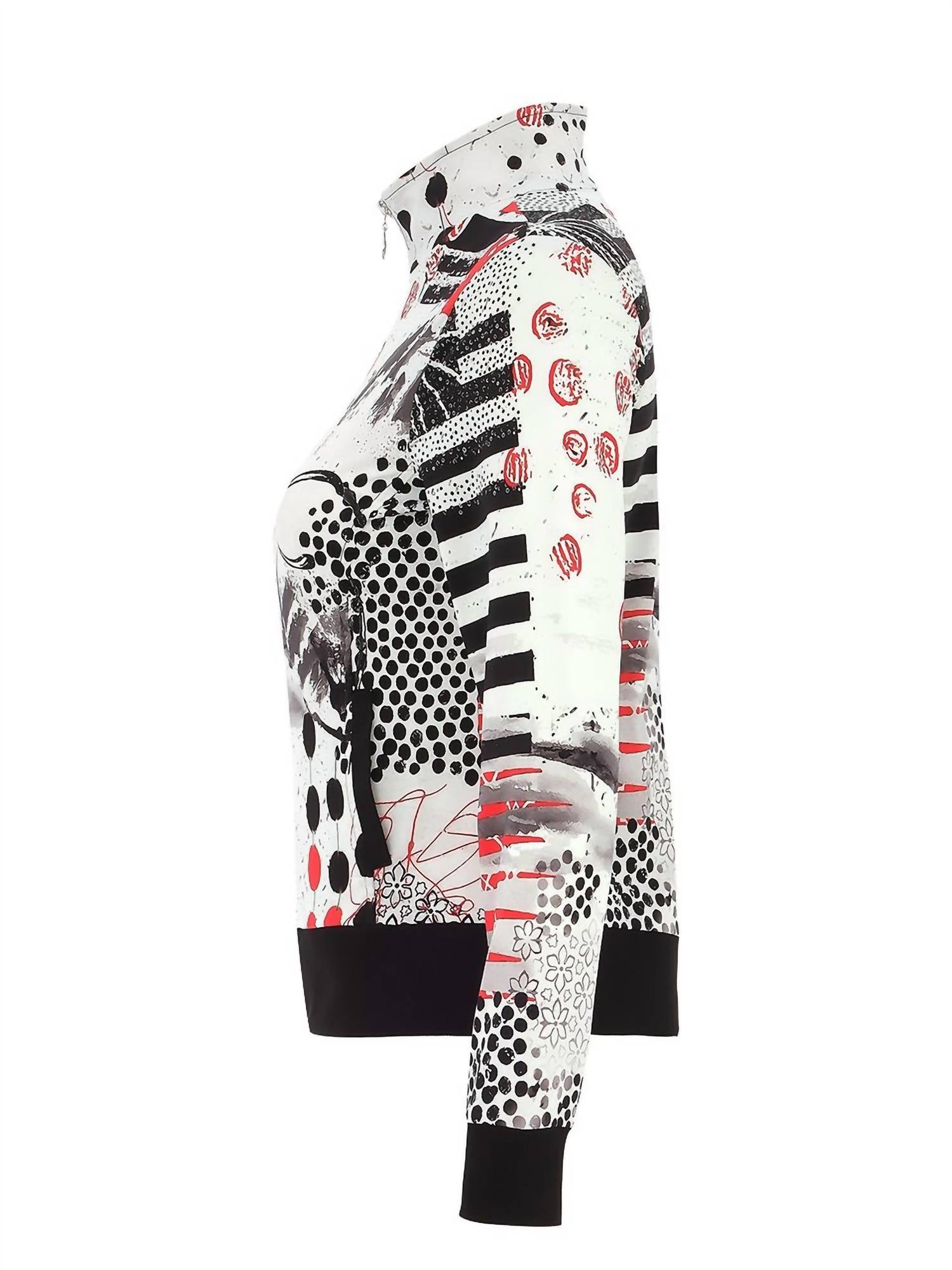 DOLCEZZA Knit Jacket in red black white - women's jacket - view 4