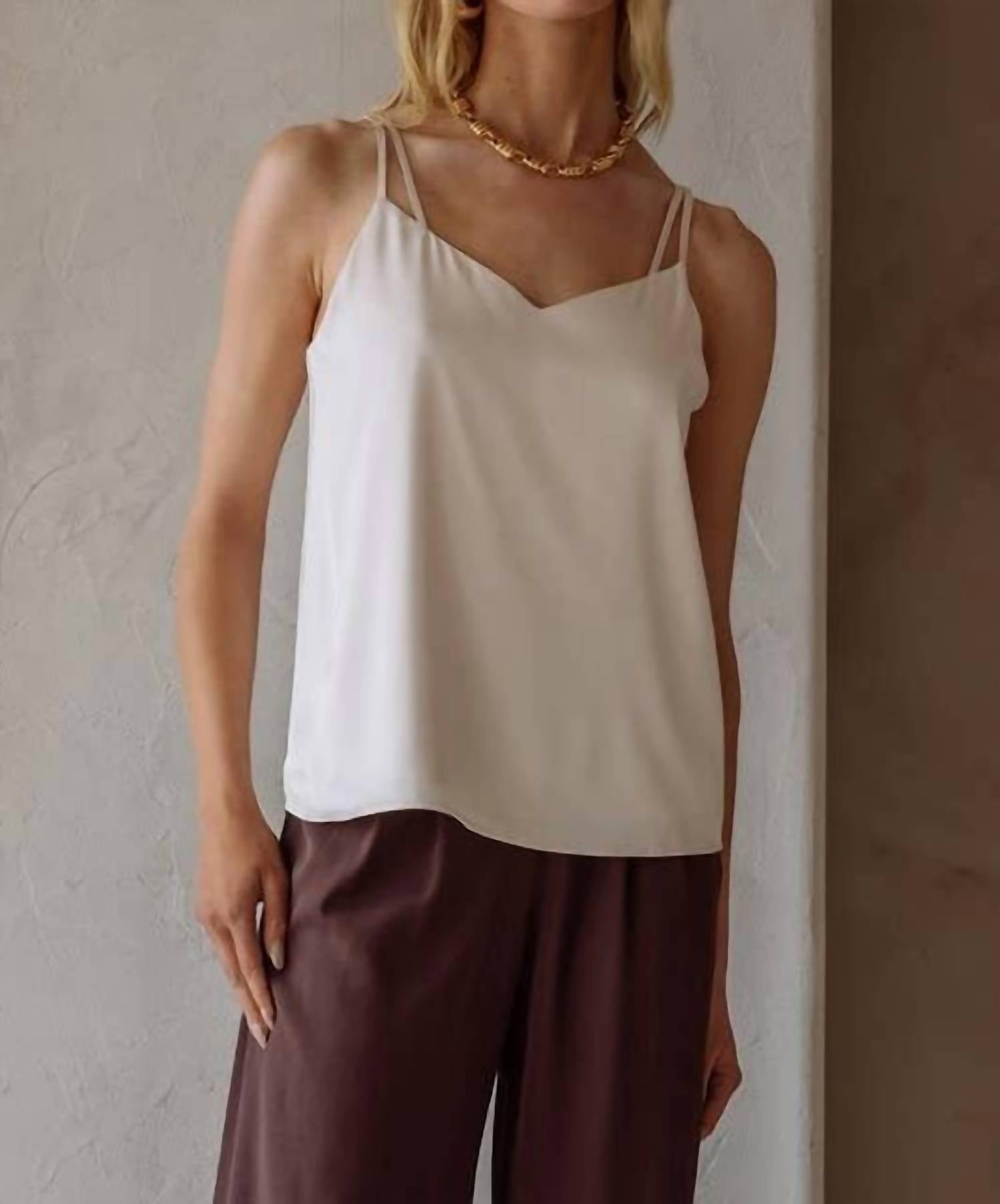 SKIES ARE BLUE Recycled Double Strap Cami Top in shell - women's shirt - alternate view