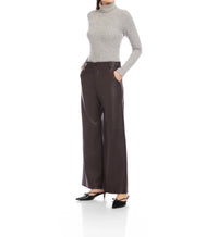 Fifteen Twenty Lara Faux Leather Wide Leg Pants in brown - women's pants - alternate view