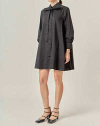 English Factory Bow Dress in black - women's dress - alternate view