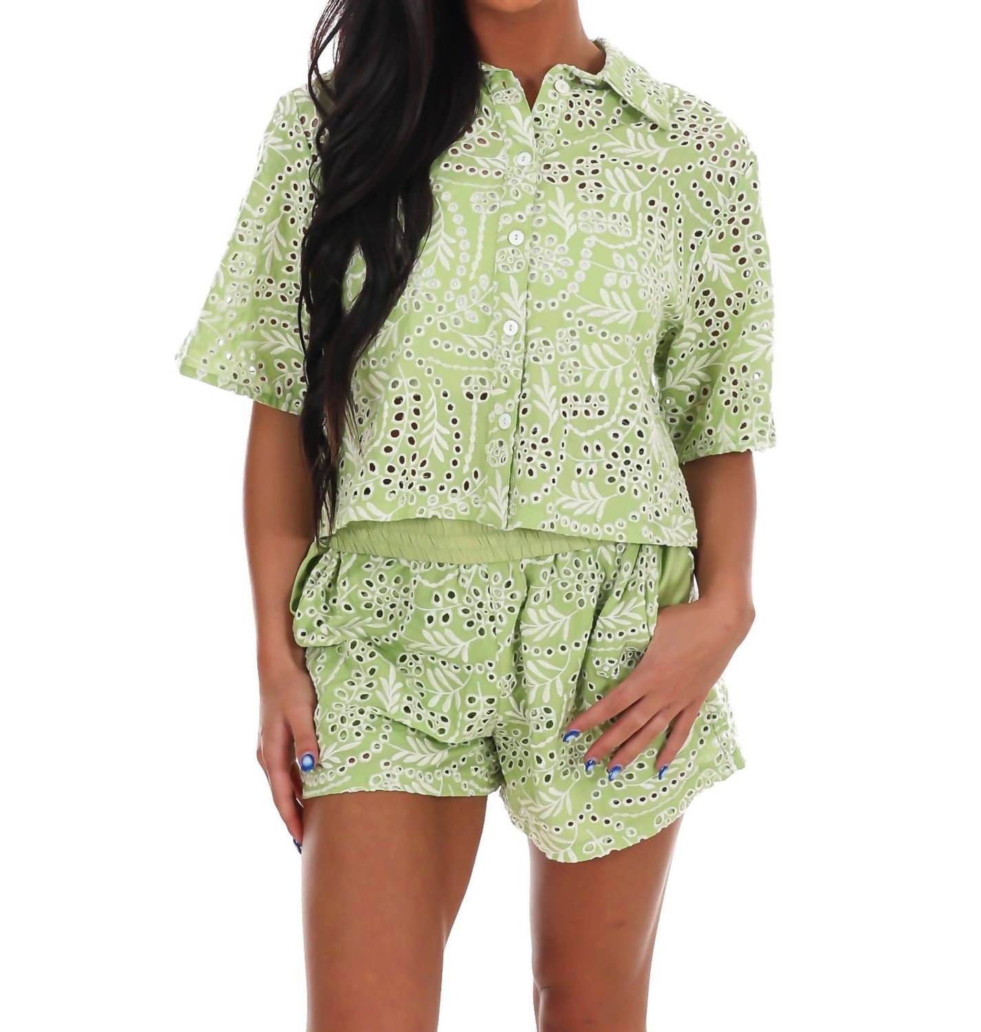 She + Sky - Summer Lace Eyelet Two Piece Set