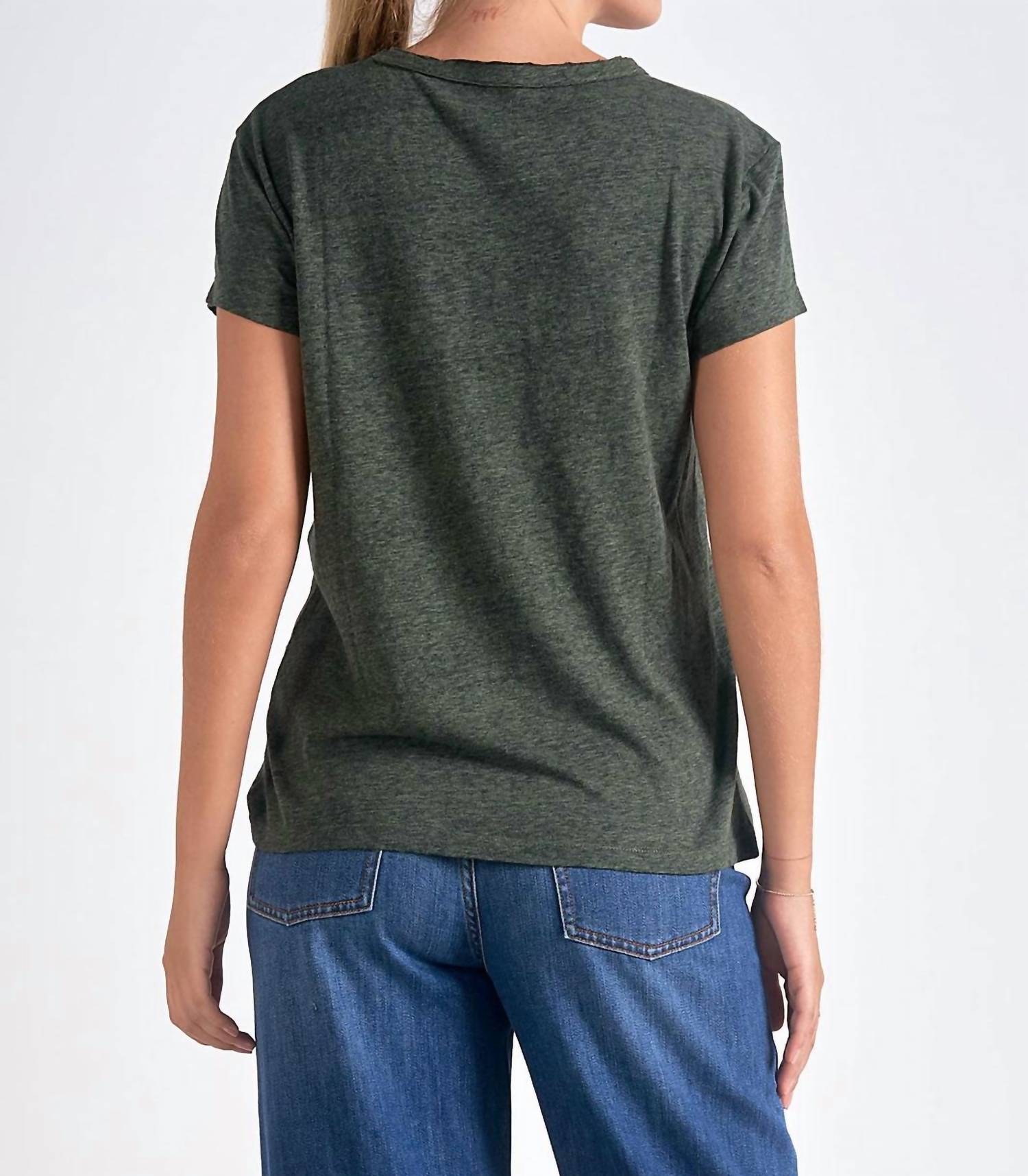 ELAN Zadig Amour Tee in olive - women's t-shirt - detail view