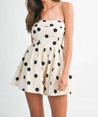 Mable - Katy Polka Dot Strapless Fold Over Tube Romper