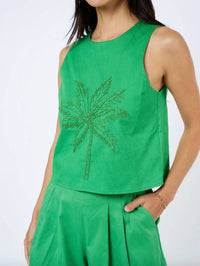 Ciebon - Women's Berit Beaded Palm Sleeveless Top