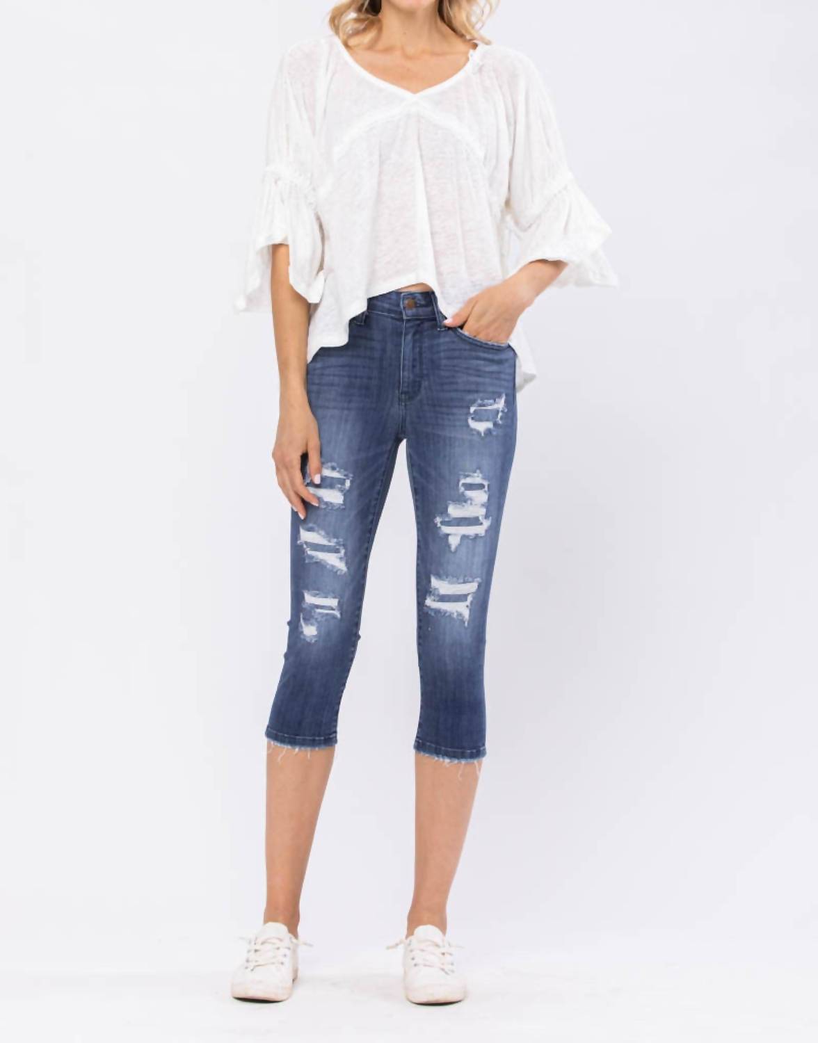 Judy Blue - Perfect Patch Capri Jeans
