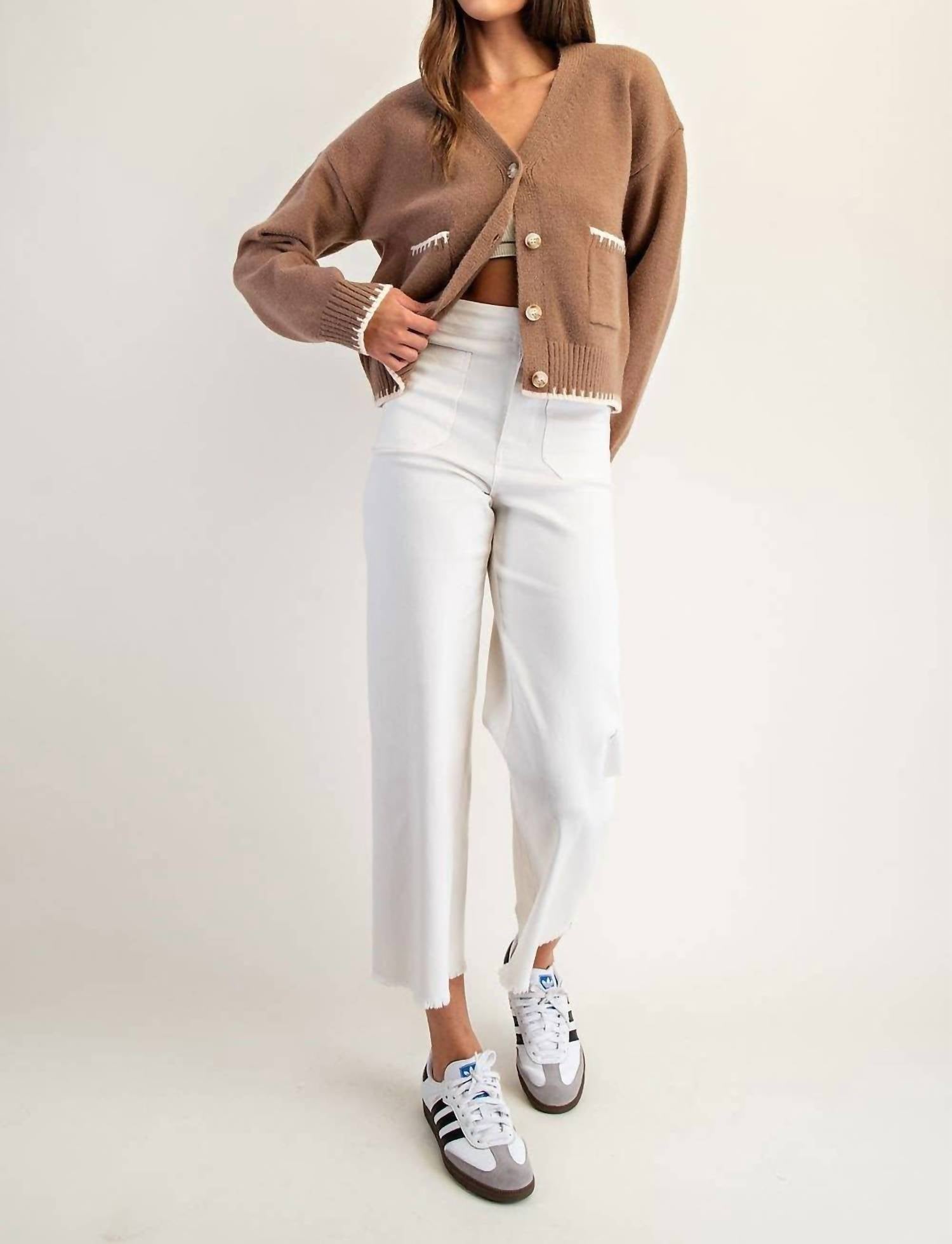 Peace Love Line - Button-Down Stitch Cardigan