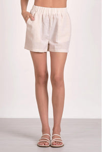 ELAN Seersucker Pull On Shorts in tan - women's shorts