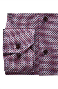 Emanuel Berg Men's Modern 4flex Stretch Knit Shirt in medium red - men's long sleeve top - detail view
