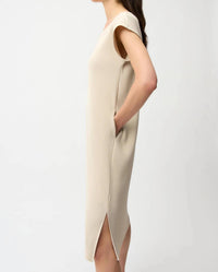 Joseph Ribkoff - Pleated V-neck Midi Shift Dress