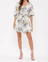 By The River - Floral Peasant Mini Dress