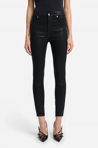 7 For All Mankind High Waist Ankle Skinny Jean in coated black - women's jeans