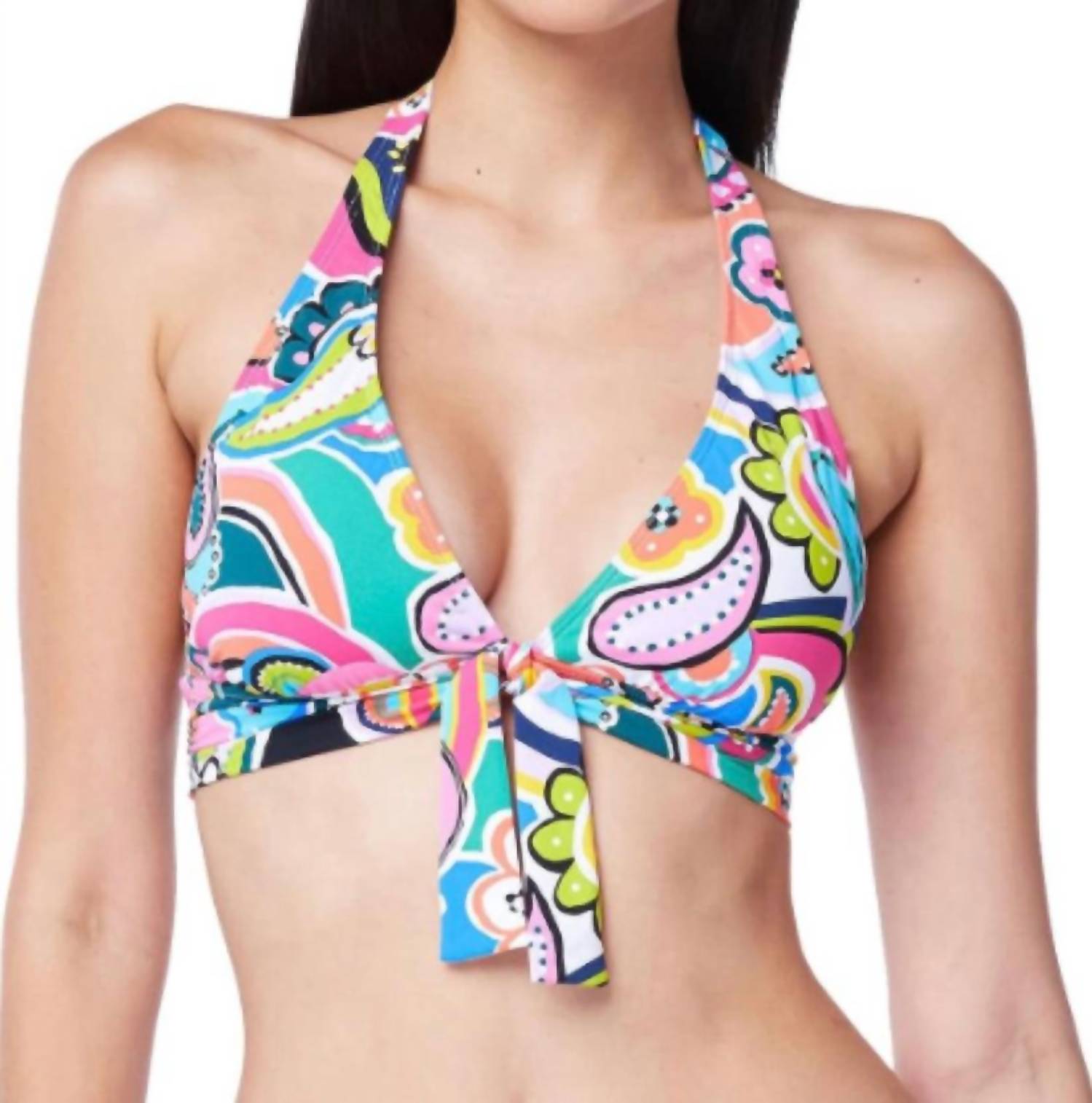 Bleu Rod Beattie - Go For Bold Halter Tie Front Top