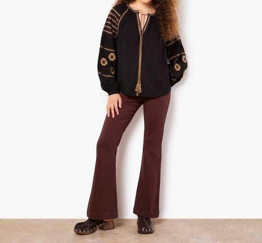 Apricot - Aztec Embroidered Blouse