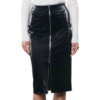 Enza Costa Women's Satin Finish Leather Skirt in black - women's skirt