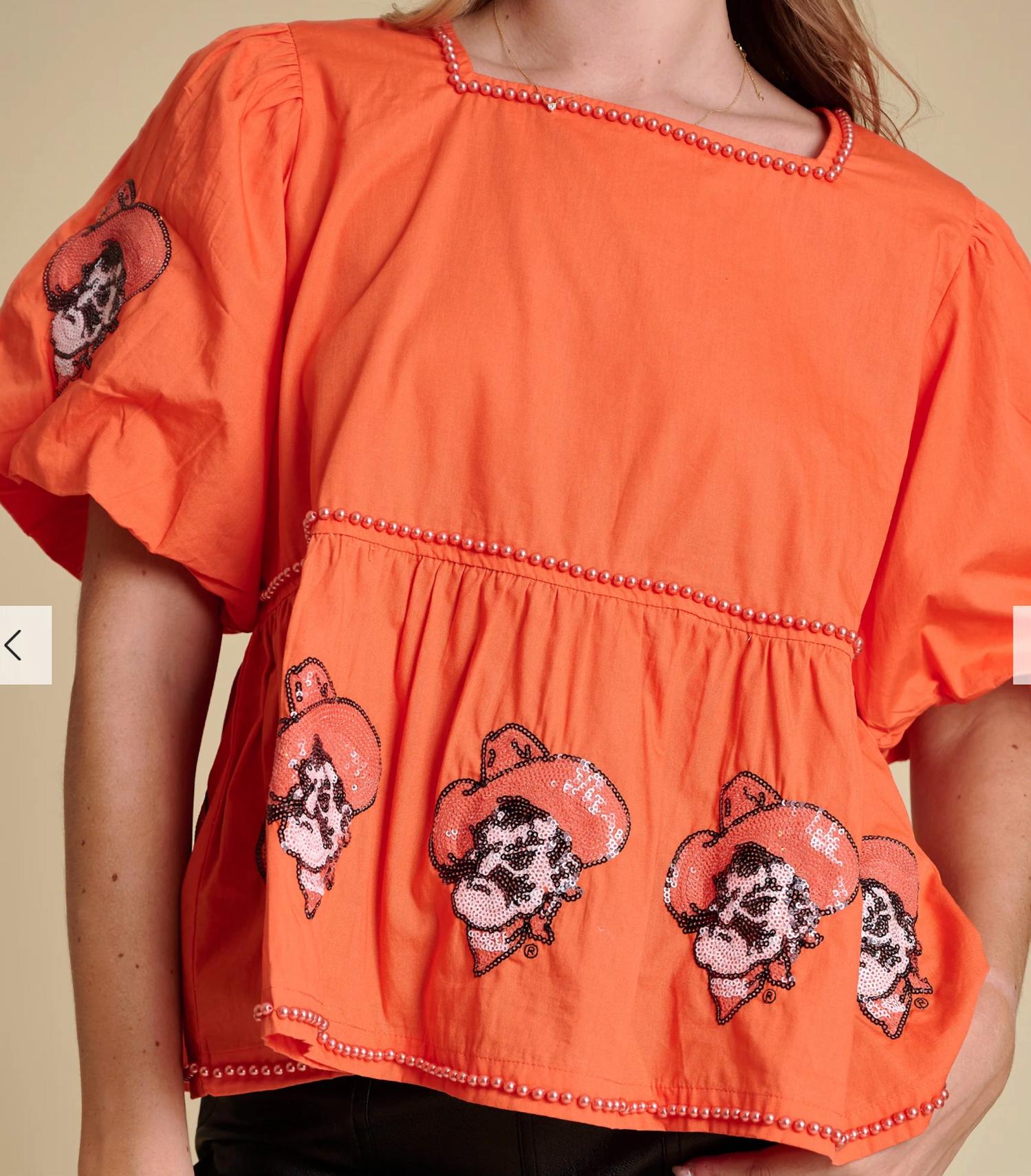 Stewart Simmons - The Puff Sleeve Peplum Top Oklahoma State