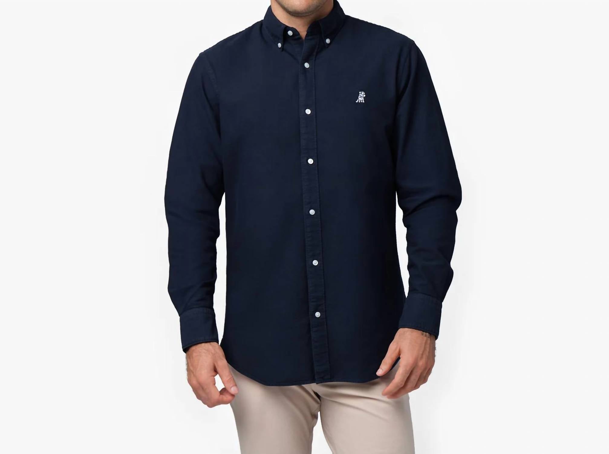 James Bark - Pique Embroidered Logo Button Down Shirt