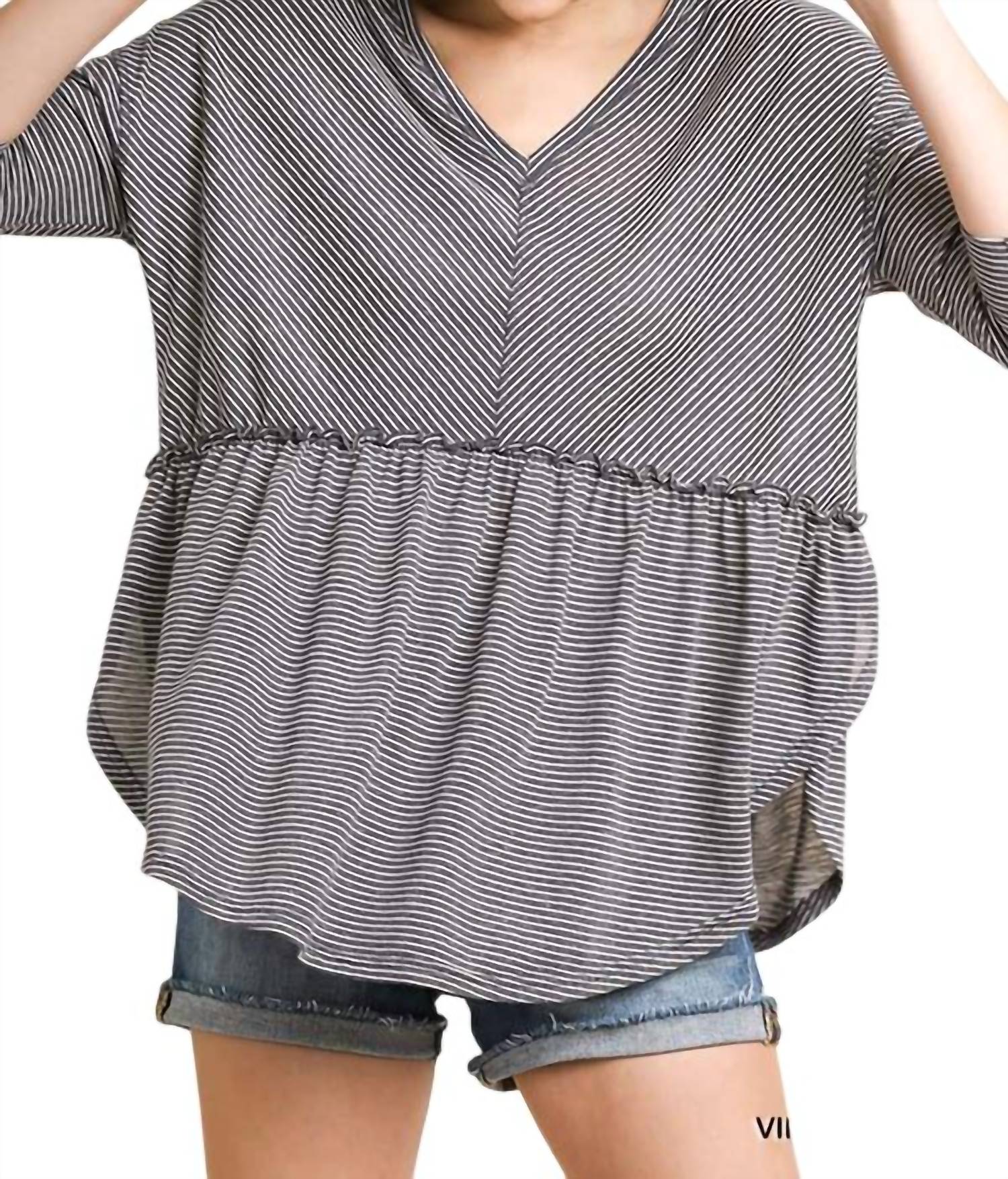 Umgee - Babydoll Striped Top