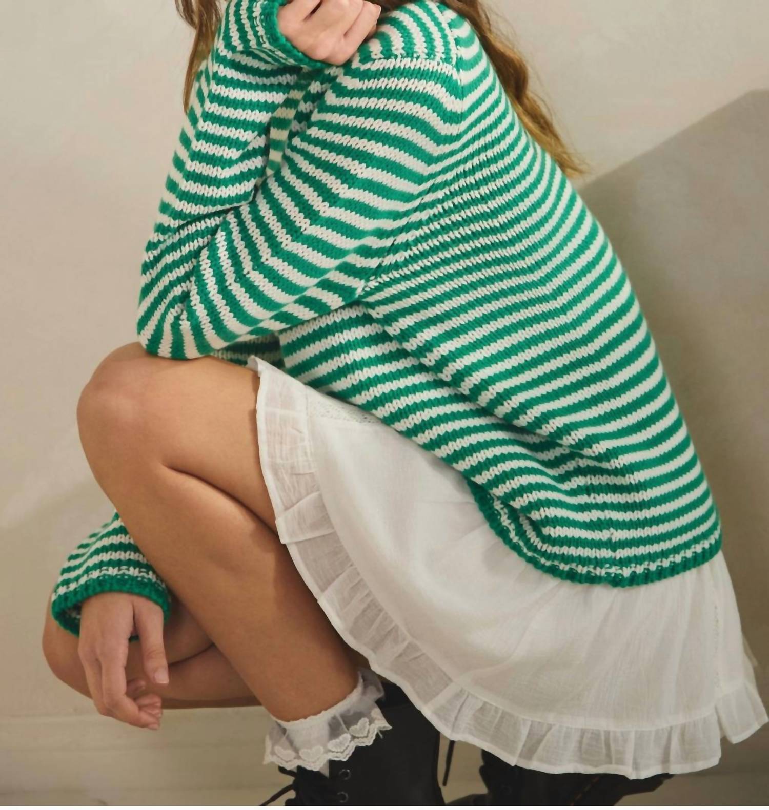 Creamon - Everyday Cozy Stripe Knit Sweater Top
