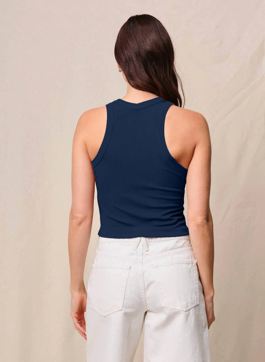 Stateside - Fine 2x1 Rib Cropped High Neck Tank Top