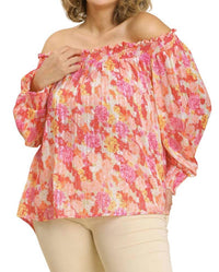 Umgee - Sheer Floral Off The Shoulder Top