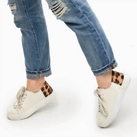 HALF UNITED Women's Calf Hair Sneaker in leopard - women's sneaker - detail view