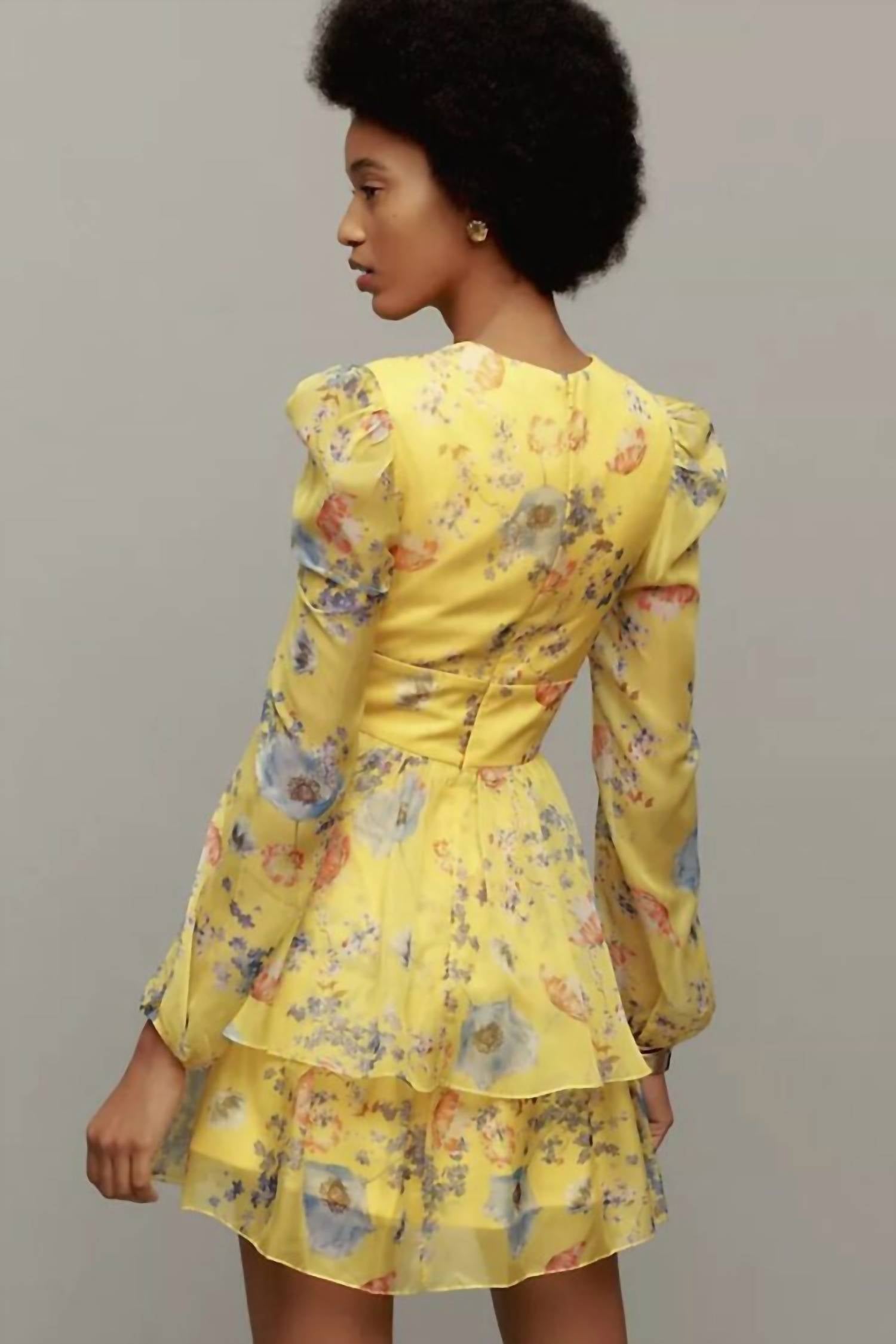 Mac Duggal - Floral Ruffle Mini Dress