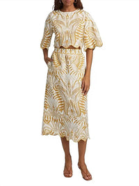 Farm Rio - Lace Nature Midi Skirt
