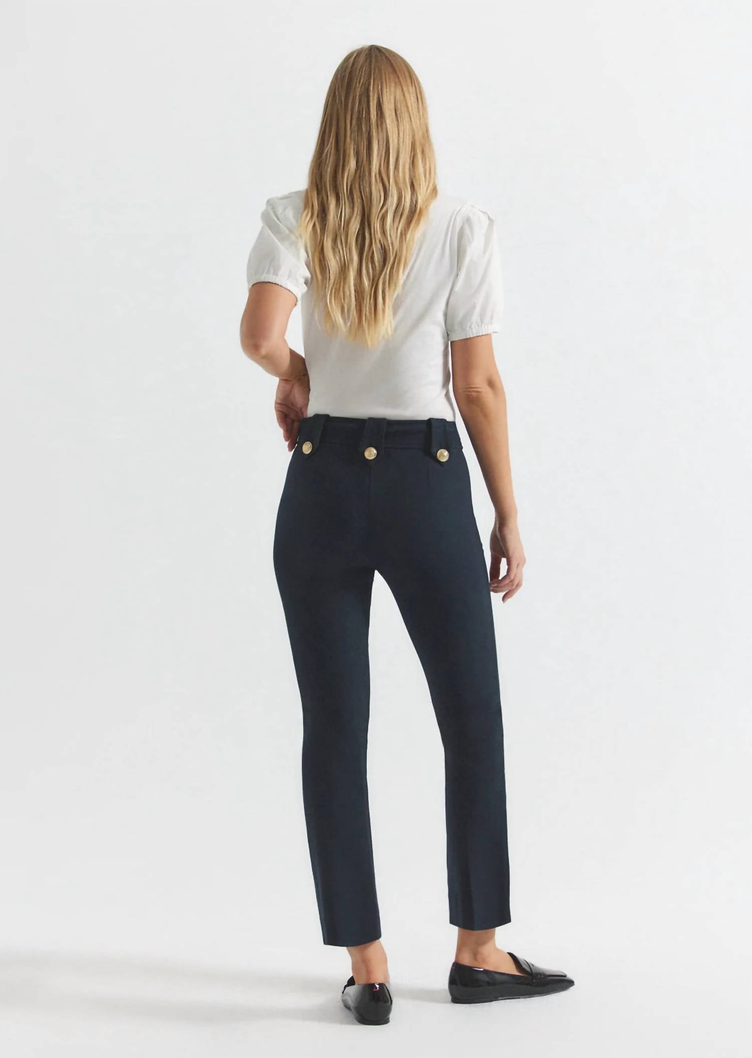 Derek Lam 10 Crosby Robertson Slim Trouser in midnight - women's pants - detail view