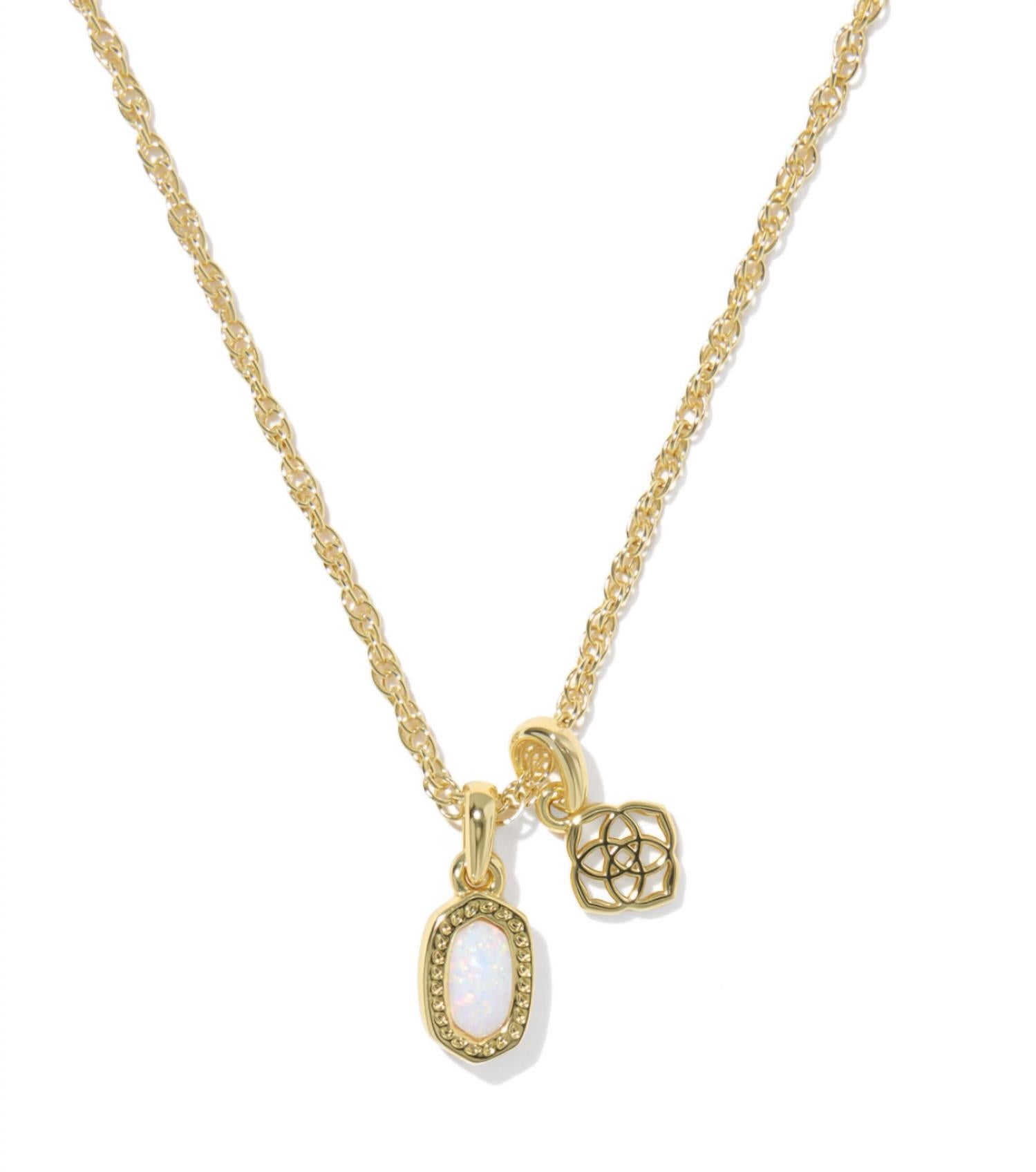 Kendra Scott Women's Mini Elisa Dira Necklace in gold bright white opal 1 - women's jewelry