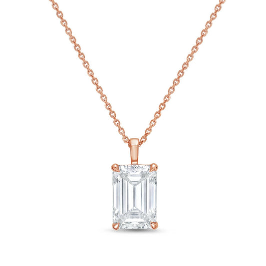 Diana M Jewels - 10.00 Ct Lab-grown Emerald-cut Diamond Pendant Necklace On A Solid Bail