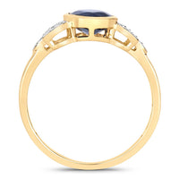 Diana M Jewels Women's Oval Natural Sapphire Fashion Ring (1.56 Ct) - Classic in 14k yellow gold - women's jewelry - detail view