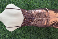 Ava Presley - Metallic Corset Top Prom Dress