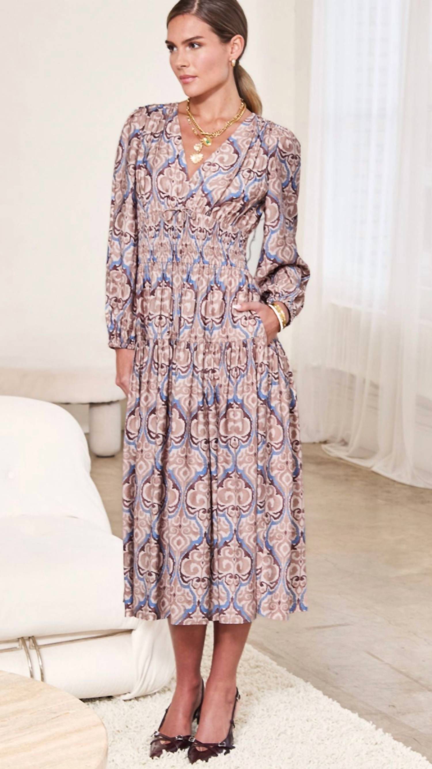 Current Air - Damask Inspire Pattern Midi Dress