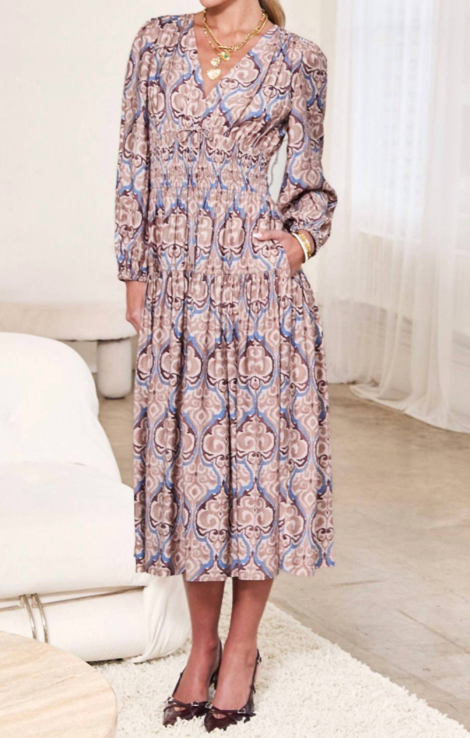 Current Air - Damask Inspire Pattern Midi Dress