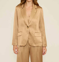 LUCY PARIS Betty Collared Blazer in taupe - women's jacket