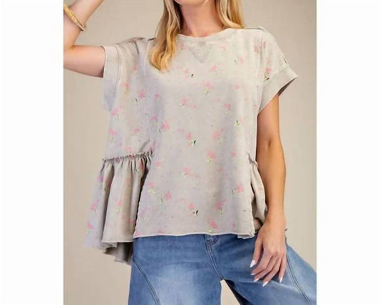 Easel - Floral Print Oversized Top