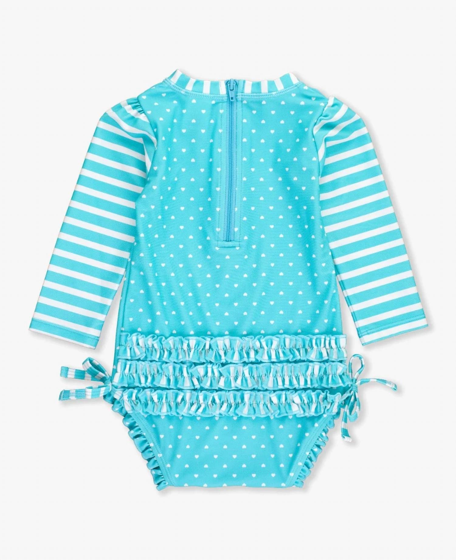 Rufflebutts - Polka Dot and Stripe One-Piece Rash Guard Swim Suit