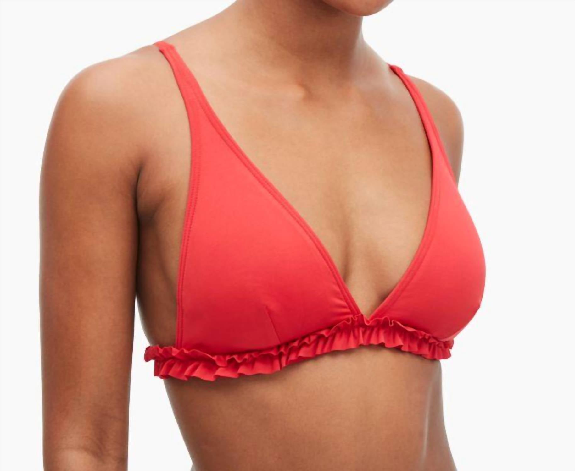 Kate Spade - Cabana Mini Ruffle French Bikini Top With Removable Soft Cups