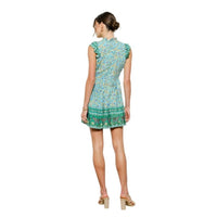 INA Fashion Floral Ruffle Trim Mini Dress in green multi - women's dress - detail view