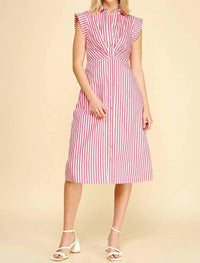 Pinch - Striped Button Down Midi Dress