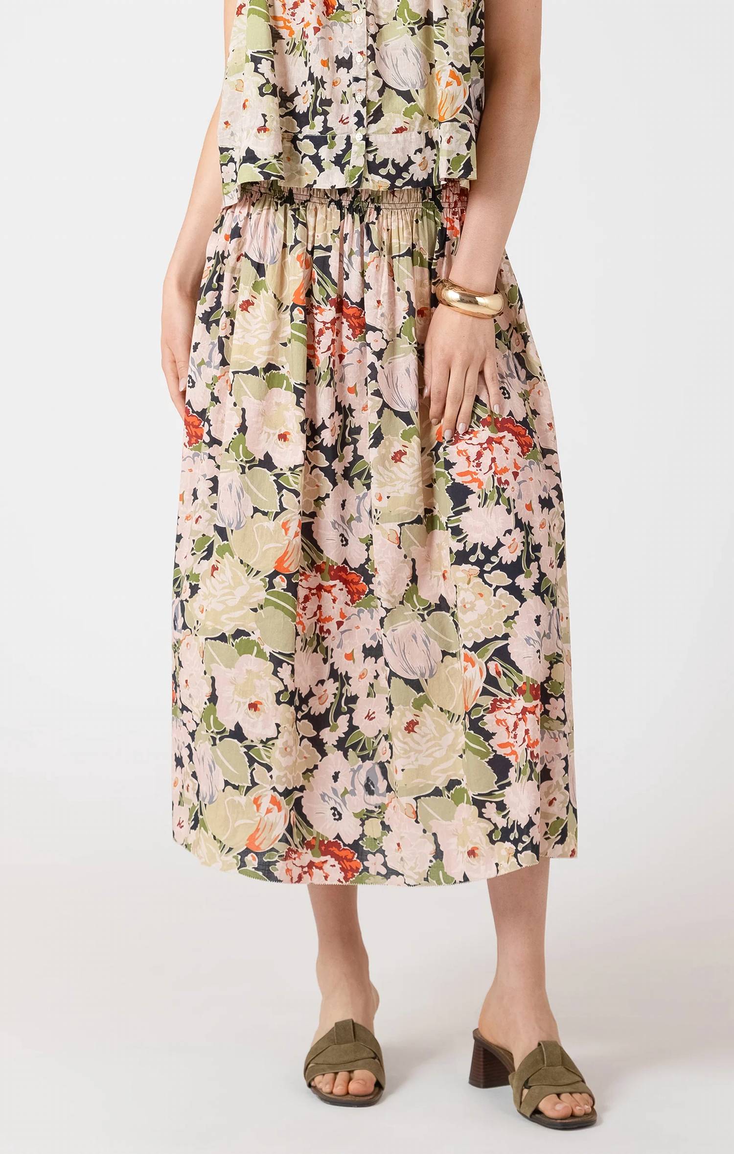 Dex - Garden Party Smocked Midi Skirt